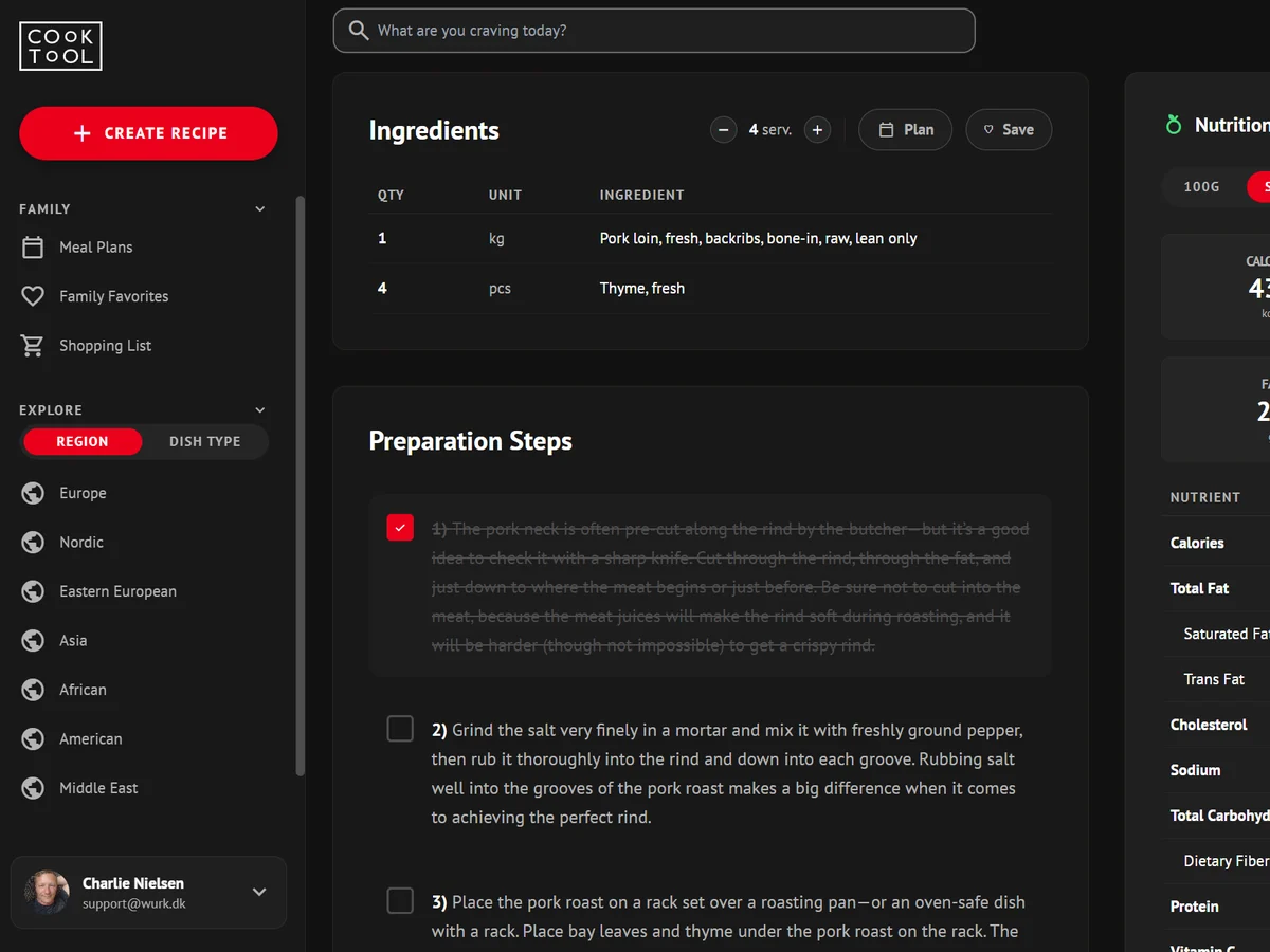 Cooktool Recipes – recipe with preparation steps